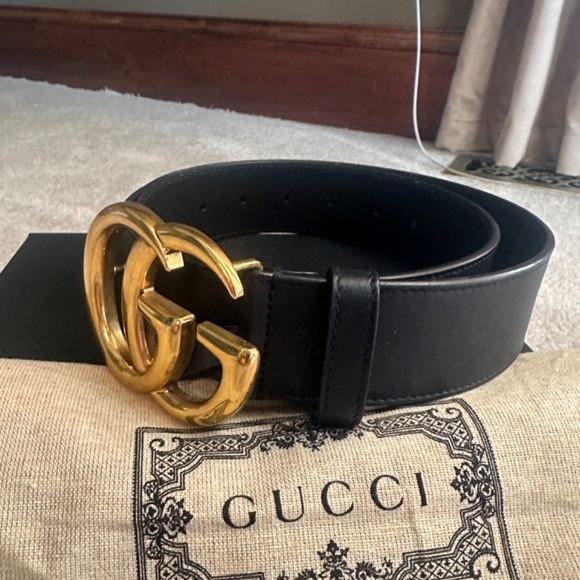AUTHENTIC Black GG Marmont Wide Belt main image 6